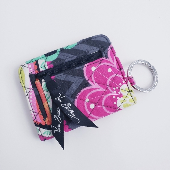 Vera Bradley Floral Fabric Mini Coin Purse License Holder Keychain Accessory - Picture 4 of 7